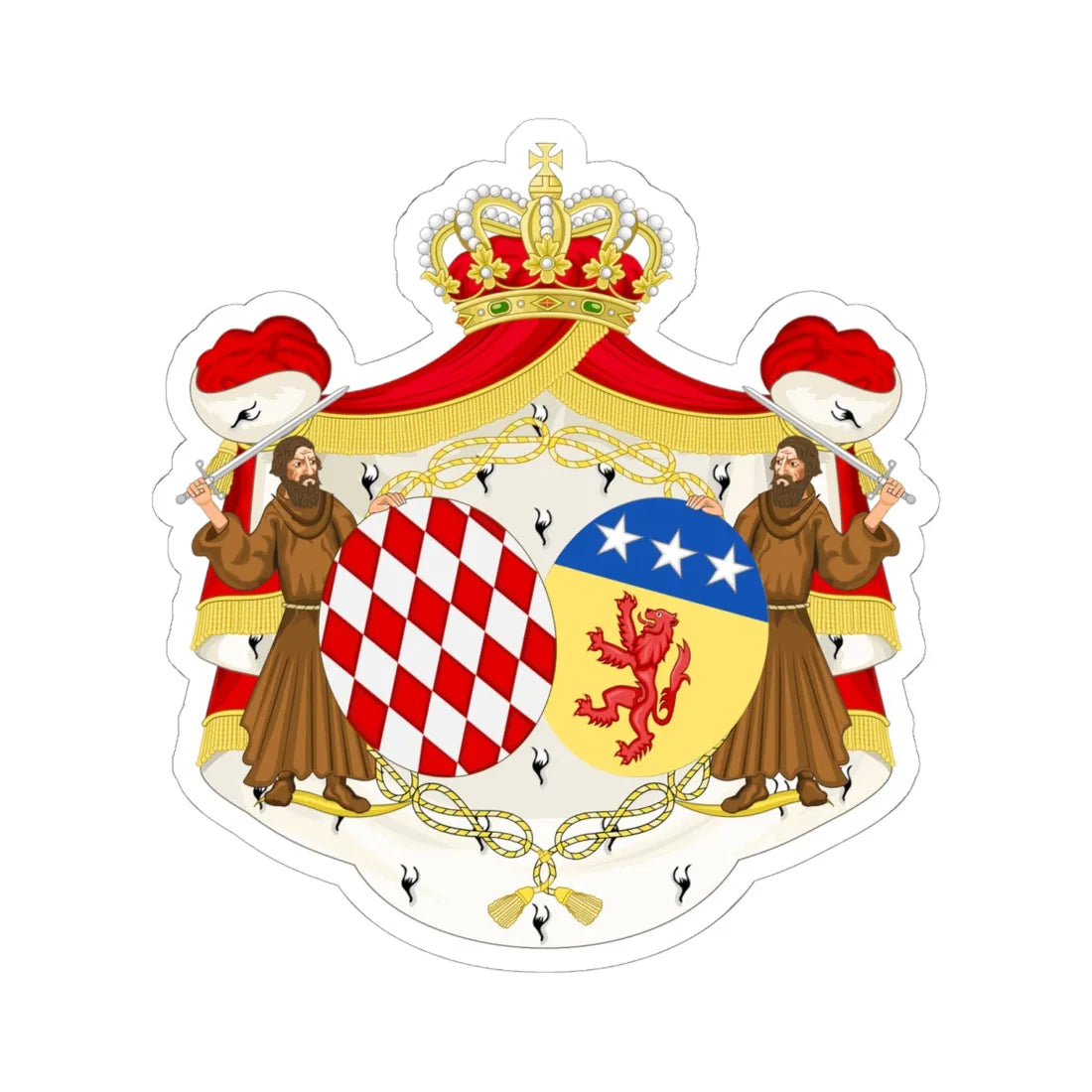 Coat of Arms of Maria Caroline Princess of Monaco (Spain) (Coat of Arms) STICKER Vinyl Kiss-Cut Decal 6 Inch White - The Sticker Space