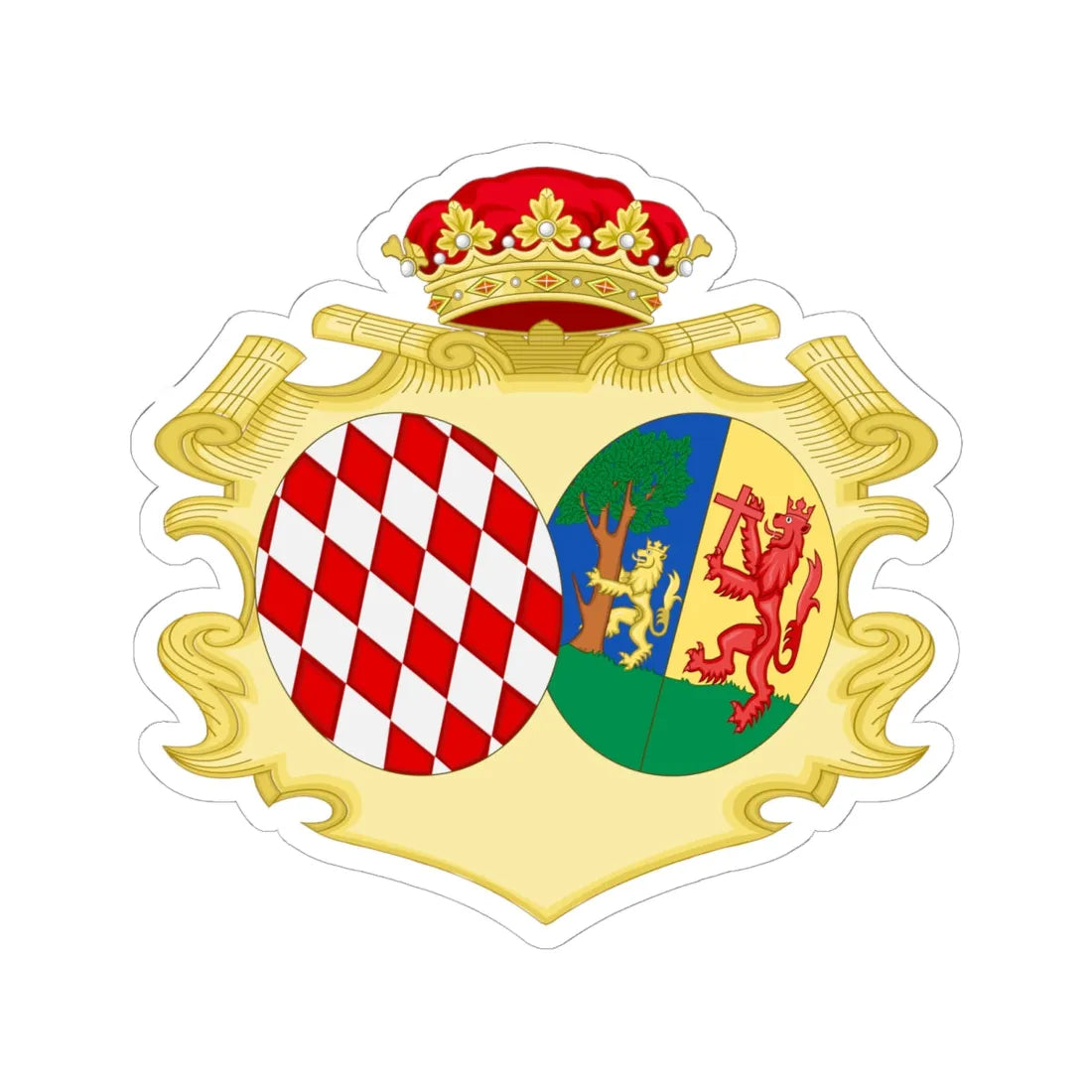 Coat of Arms of Maria Caterina Princess of Monaco (Spain) (Coat of Arms) STICKER Vinyl Kiss-Cut Decal 6 Inch White - The Sticker Space