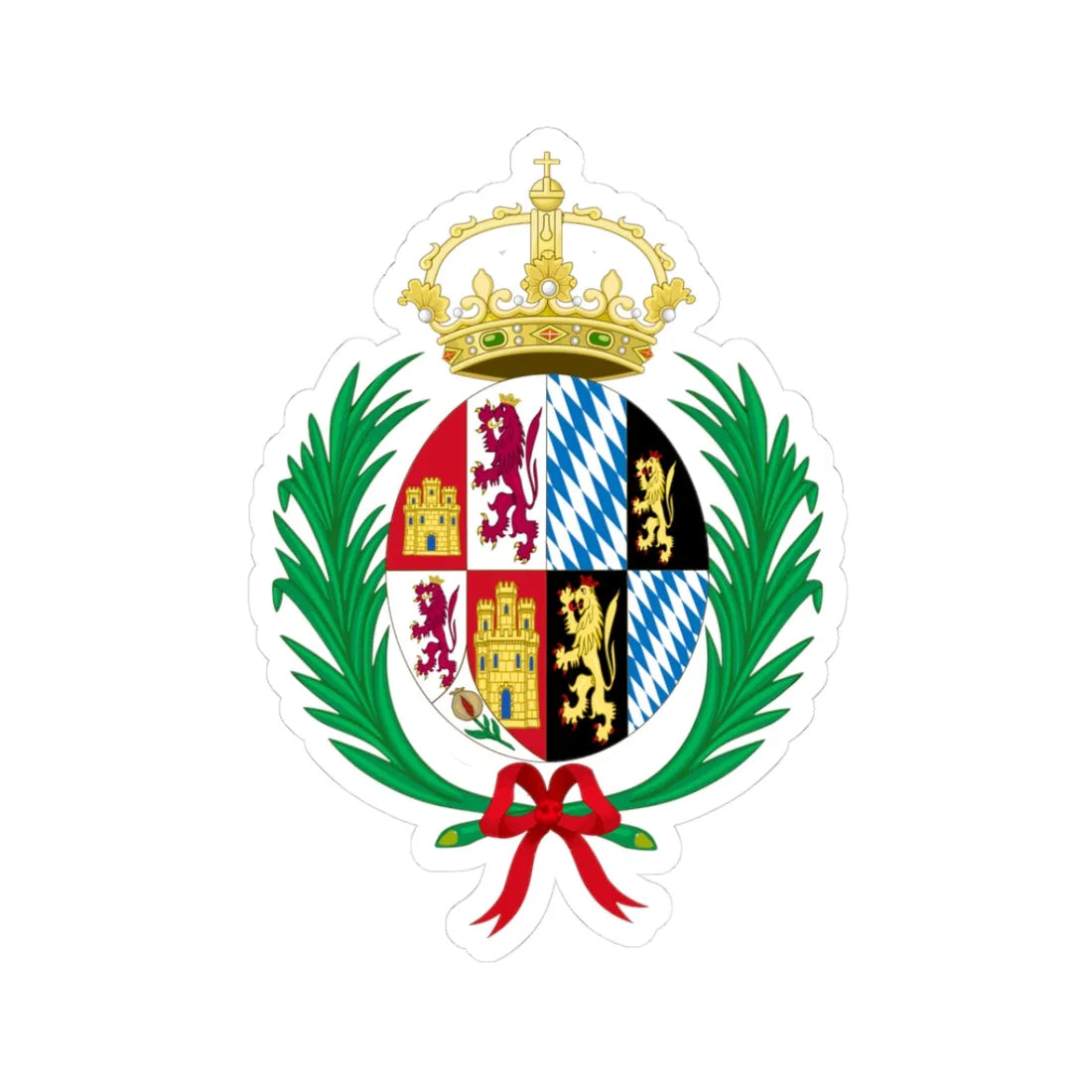 Coat of Arms of Mariana of Neuburg Queen Consort of Spain (Germany) (Coat of Arms) STICKER Vinyl Kiss-Cut Decal 3 Inch White - The Sticker Space