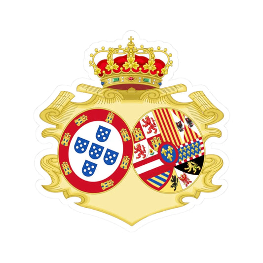 Coat of Arms of Mariana Victoria of Spain Queen of Portugal Arms of Alliance Variant (Portugal) (Coat of Arms) STICKER Vinyl Kiss-Cut Decal 2 Inch White - The Sticker Space