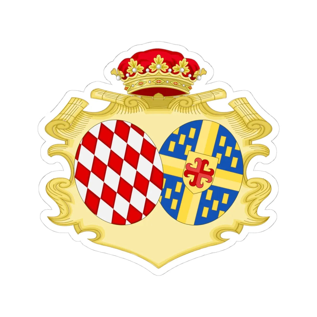 Coat of Arms of Marie Thérèse de Choiseul Princess of Monaco (Spain) (Coat of Arms) STICKER Vinyl Kiss-Cut Decal 4 Inch White - The Sticker Space