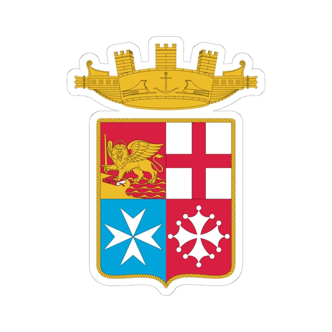 Coat of arms of Marina Militare (Italy) (Coat of Arms) STICKER Vinyl Kiss-Cut Decal 6 Inch White - The Sticker Space