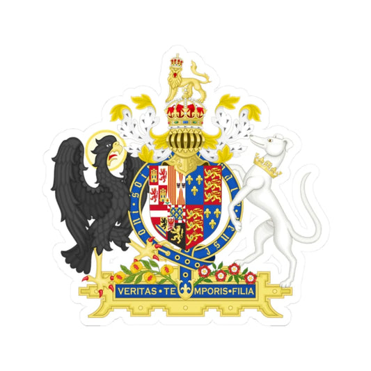 Coat of Arms of Mary I of England 1554-1558 and Philip II of Spain Variant 2 Shield 1 (England) (Coat of Arms) STICKER Vinyl Kiss-Cut Decal 2 Inch White - The Sticker Space