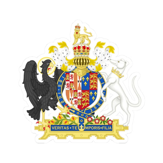 Coat of Arms of Mary I of England 1554-1558 and Philip II of Spain Variant 2 Shield 3 (England) (Coat of Arms) STICKER Vinyl Kiss-Cut Decal 2 Inch White - The Sticker Space