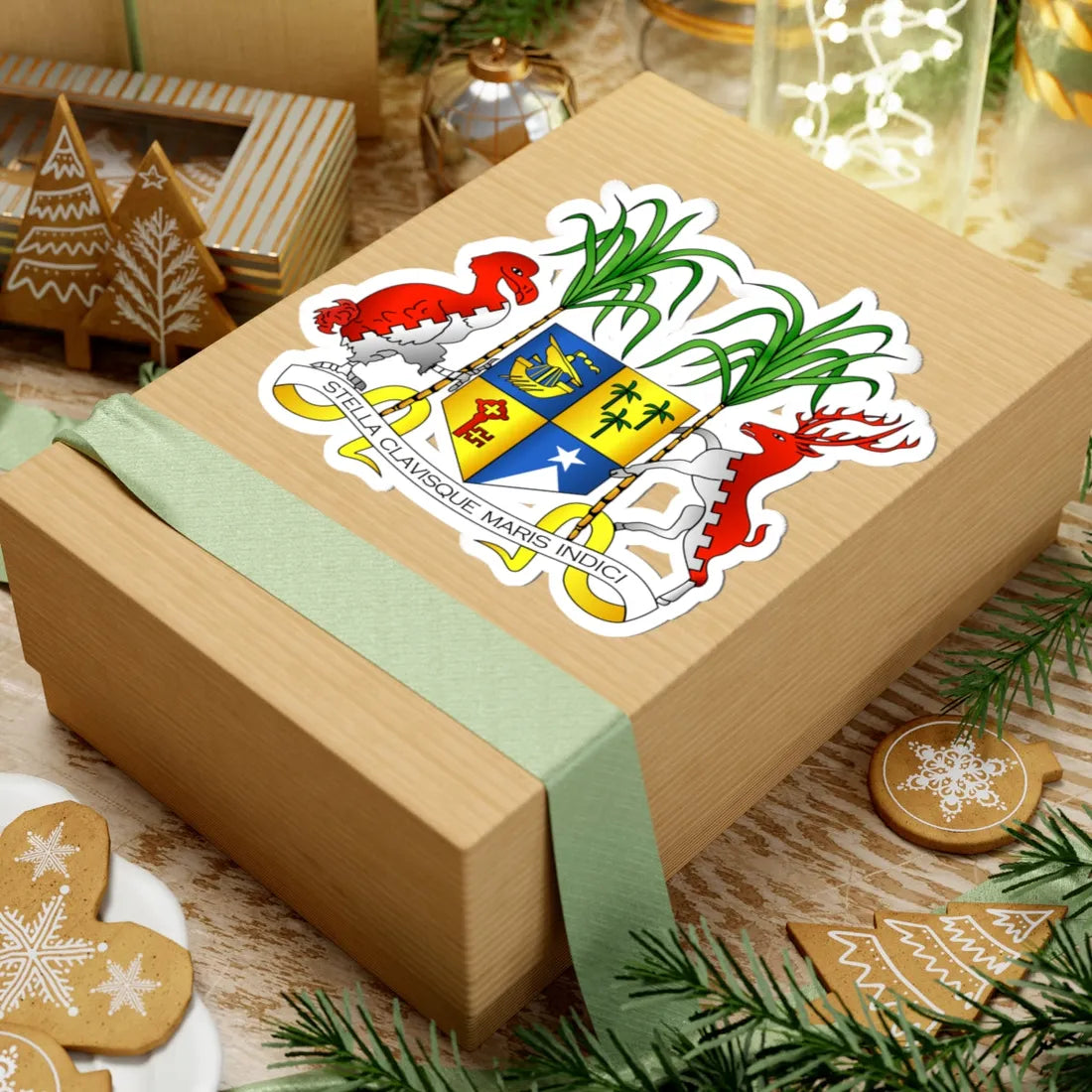 Coat of arms of Mauritius Original version (Mauritius) (Coat of Arms) STICKER Vinyl Kiss-Cut Decal - The Sticker Space
