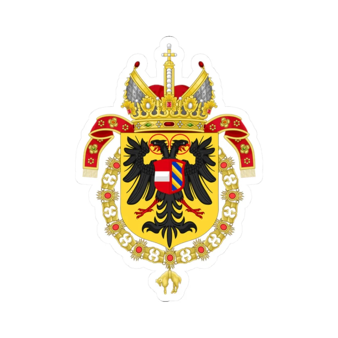 Coat of Arms of Maximilian II Holy Roman Emperor-Or shield variant (Austria) (Coat of Arms) STICKER Vinyl Kiss-Cut Decal 2 Inch White - The Sticker Space
