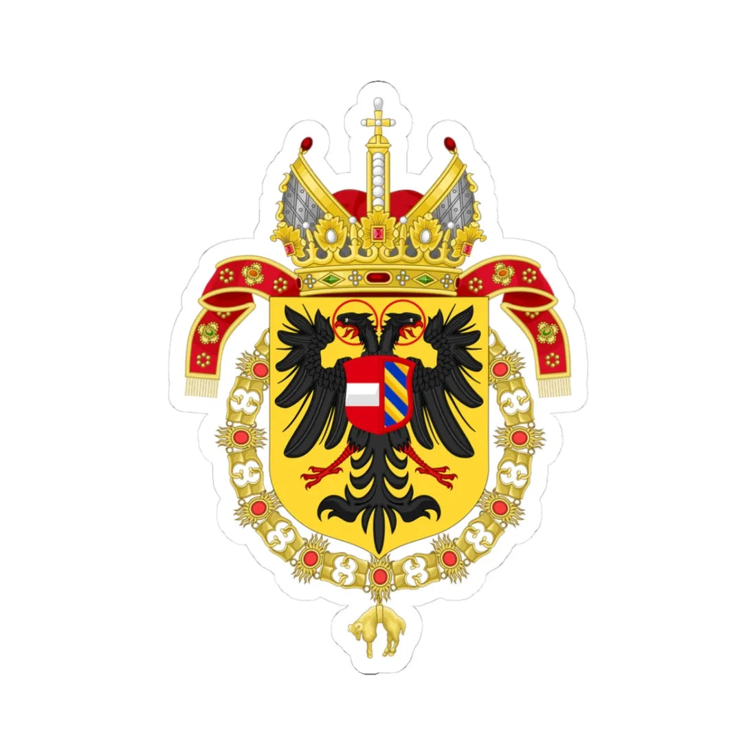 Coat of Arms of Maximilian II Holy Roman Emperor-Or shield variant (Austria) (Coat of Arms) STICKER Vinyl Kiss-Cut Decal 3 Inch White - The Sticker Space
