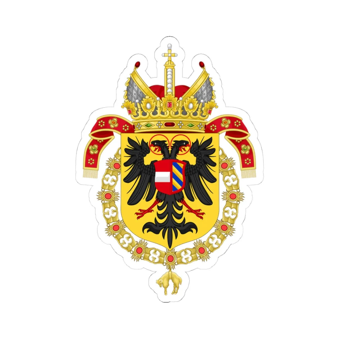 Coat of Arms of Maximilian II Holy Roman Emperor-Or shield variant (Austria) (Coat of Arms) STICKER Vinyl Kiss-Cut Decal 4 Inch White - The Sticker Space