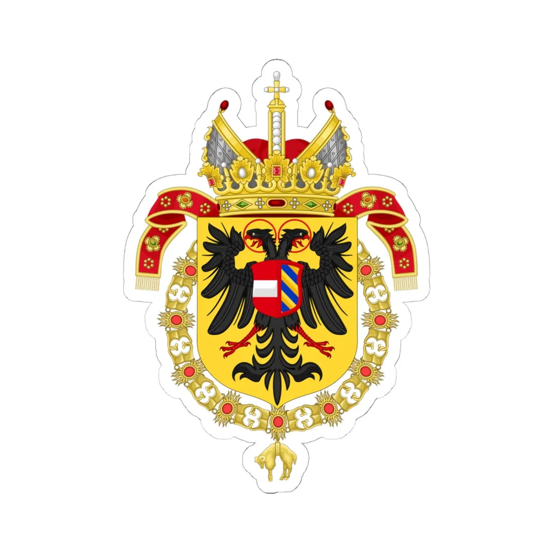 Coat of Arms of Maximilian II Holy Roman Emperor-Or shield variant (Austria) (Coat of Arms) STICKER Vinyl Kiss-Cut Decal 6 Inch White - The Sticker Space