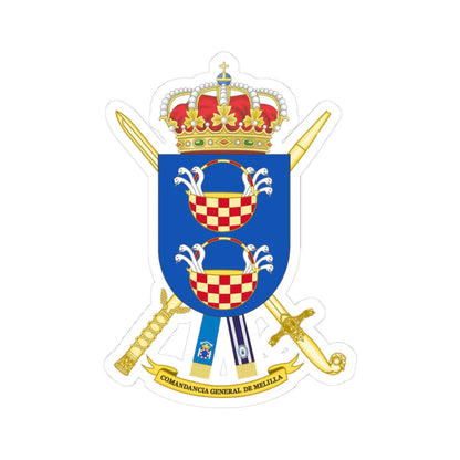 Coat of Arms of Melilla General Command (Spain) (Coat of Arms) STICKER Vinyl Kiss-Cut Decal 3 Inch White - The Sticker Space