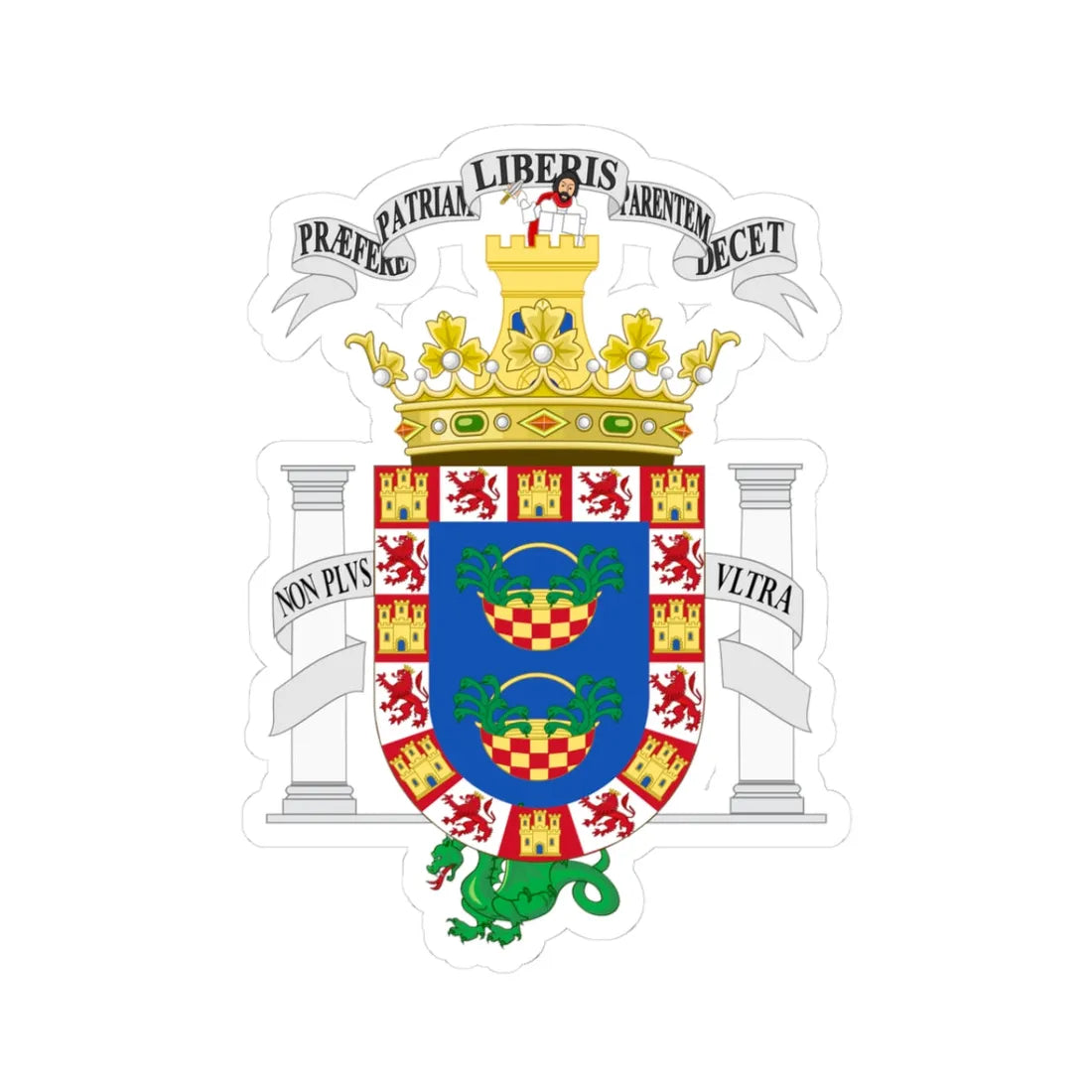 Coat of Arms of Melilla (Spain) (Coat of Arms) STICKER Vinyl Kiss-Cut Decal 3 Inch White - The Sticker Space