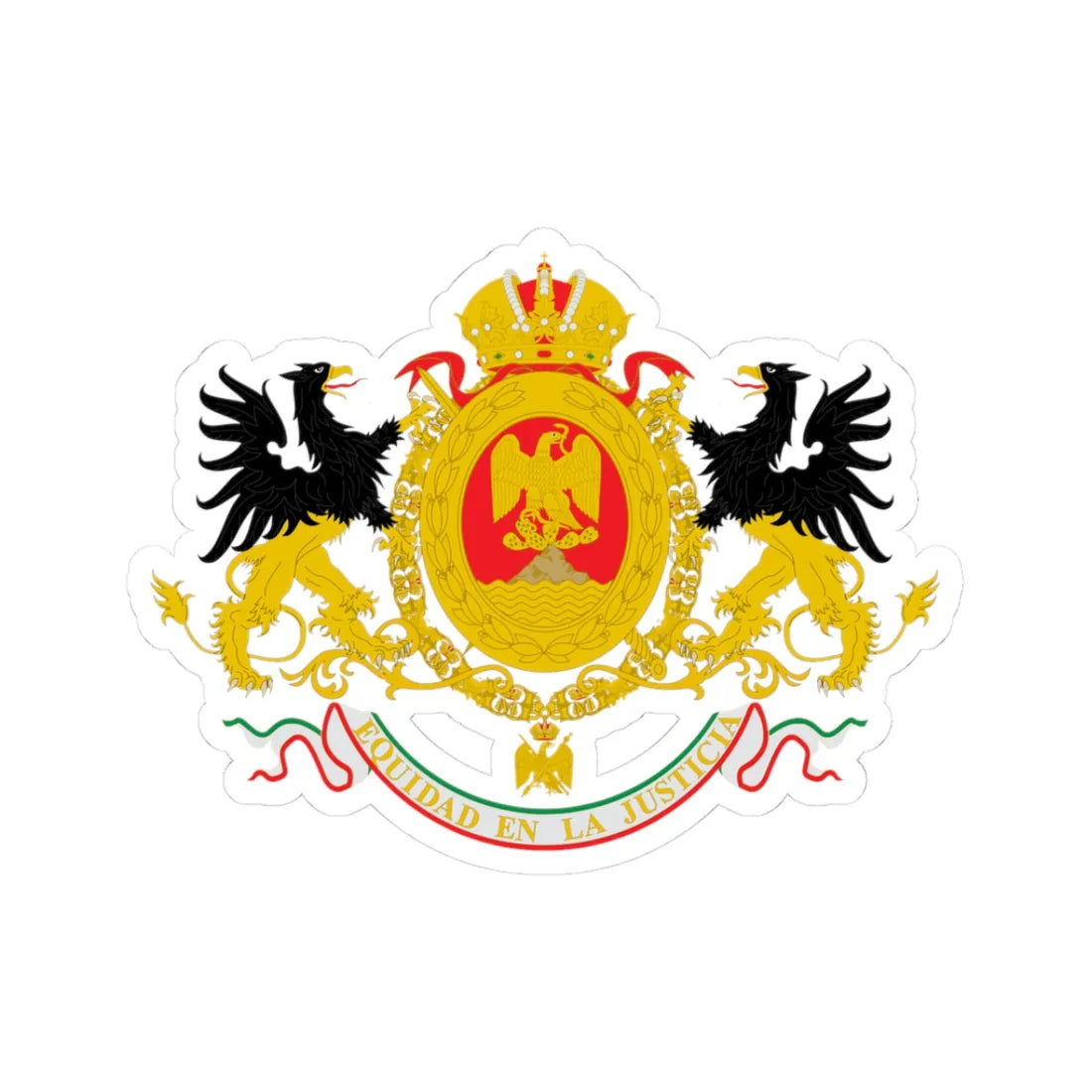Coat of arms of Mexico 1864-1867 2 (Mexico) (Coat of Arms) STICKER Vinyl Kiss-Cut Decal 3 Inch White - The Sticker Space