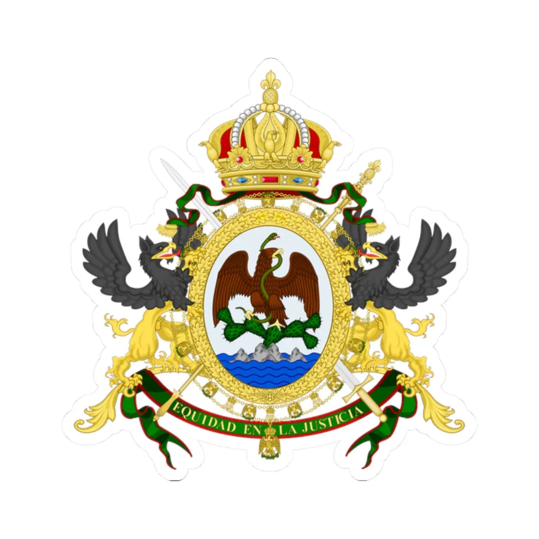 Coat of arms of Mexico 1864-1867 (Mexico) (Coat of Arms) STICKER Vinyl Kiss-Cut Decal 2 Inch White - The Sticker Space