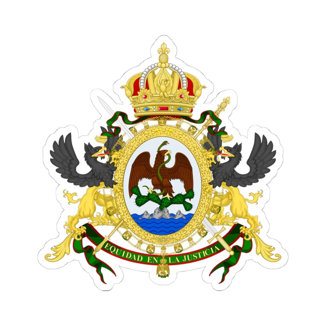 Coat of arms of Mexico 1864-1867 (Mexico) (Coat of Arms) STICKER Vinyl Kiss-Cut Decal 4 Inch White - The Sticker Space