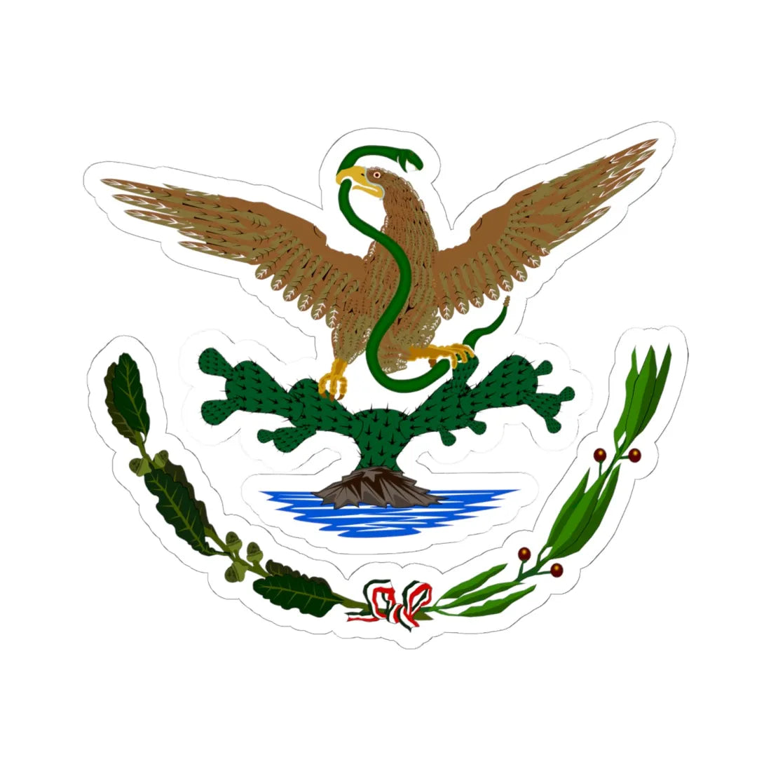 Coat of arms of Mexico 1893-1916 (Mexico) (Coat of Arms) STICKER Vinyl Kiss-Cut Decal 6 Inch White - The Sticker Space
