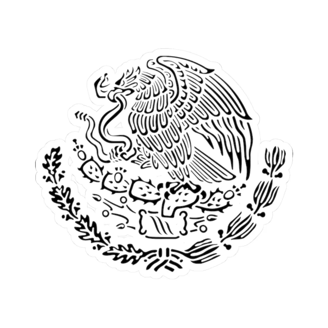 Coat of arms of Mexico black linear (Mexico) (Coat of Arms) STICKER Vinyl Kiss-Cut Decal 2 Inch White - The Sticker Space