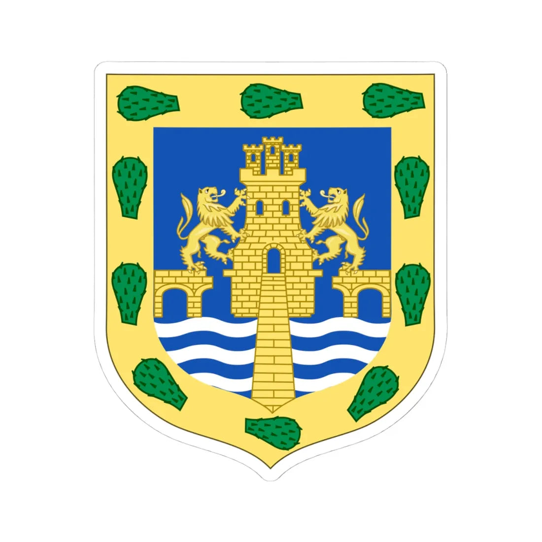 Coat of arms of Mexico City Mexico 2 (Costa Rica) (Coat of Arms) STICKER Vinyl Kiss-Cut Decal 4 Inch White - The Sticker Space
