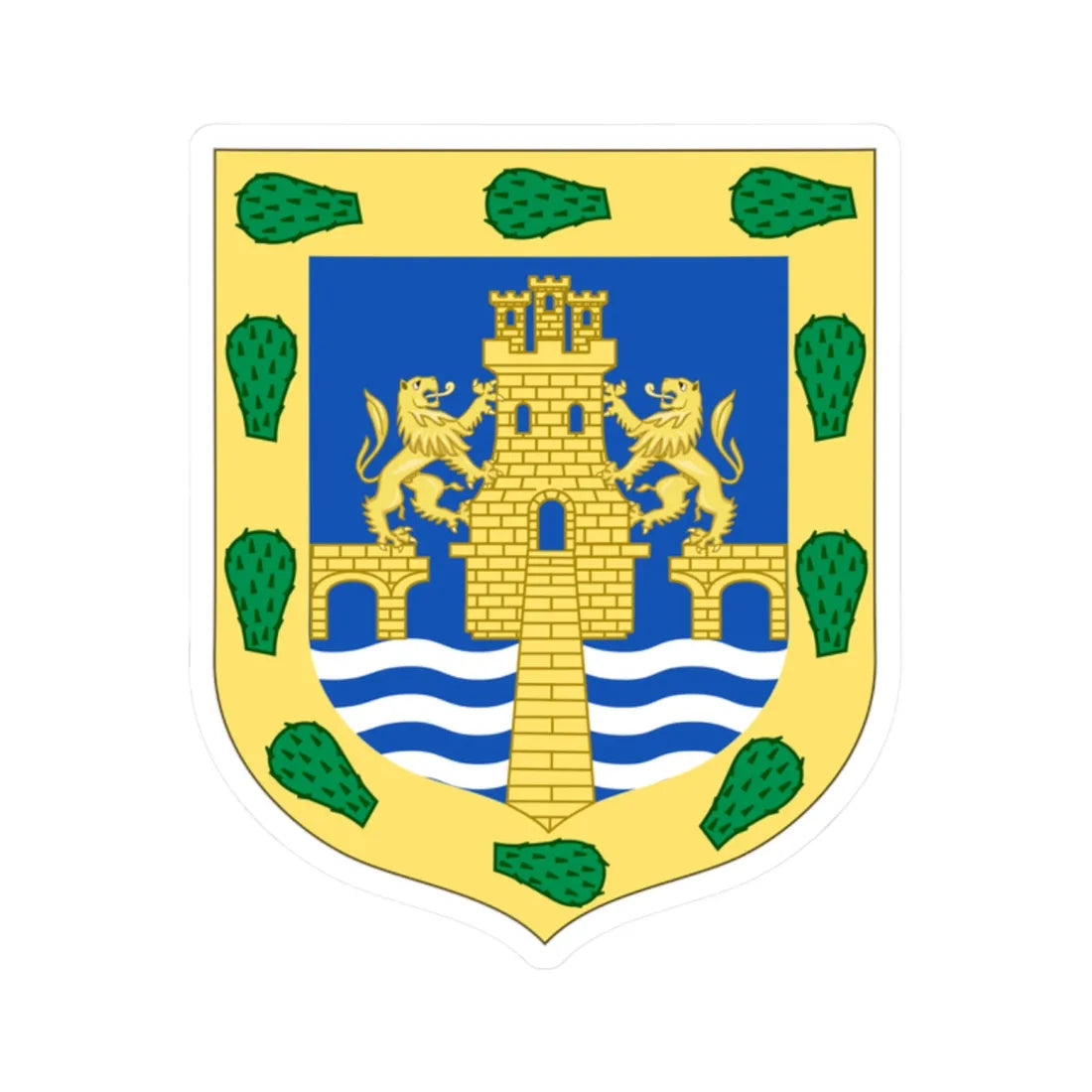Coat of arms of Mexico City Mexico 2 (Mexico) (Coat of Arms) STICKER Vinyl Kiss-Cut Decal 2 Inch White - The Sticker Space
