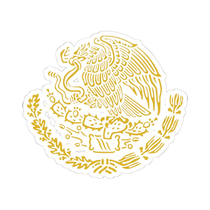 Coat of arms of Mexico golden linear (Mexico) (Coat of Arms) STICKER Vinyl Kiss-Cut Decal 4 Inch White - The Sticker Space