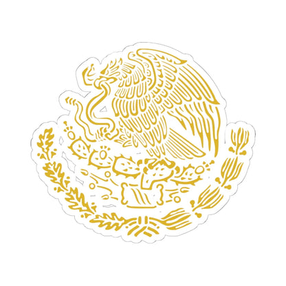 Coat of arms of Mexico golden linear (Mexico) (Coat of Arms) STICKER Vinyl Kiss-Cut Decal 6 Inch White - The Sticker Space