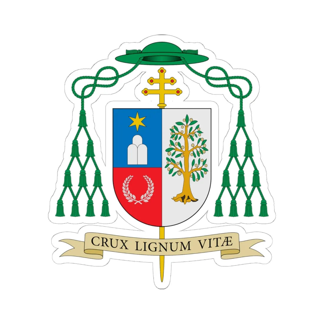 Coat of arms of Mitja Leskovar (Spain) (Coat of Arms) STICKER Vinyl Kiss-Cut Decal 6 Inch White - The Sticker Space