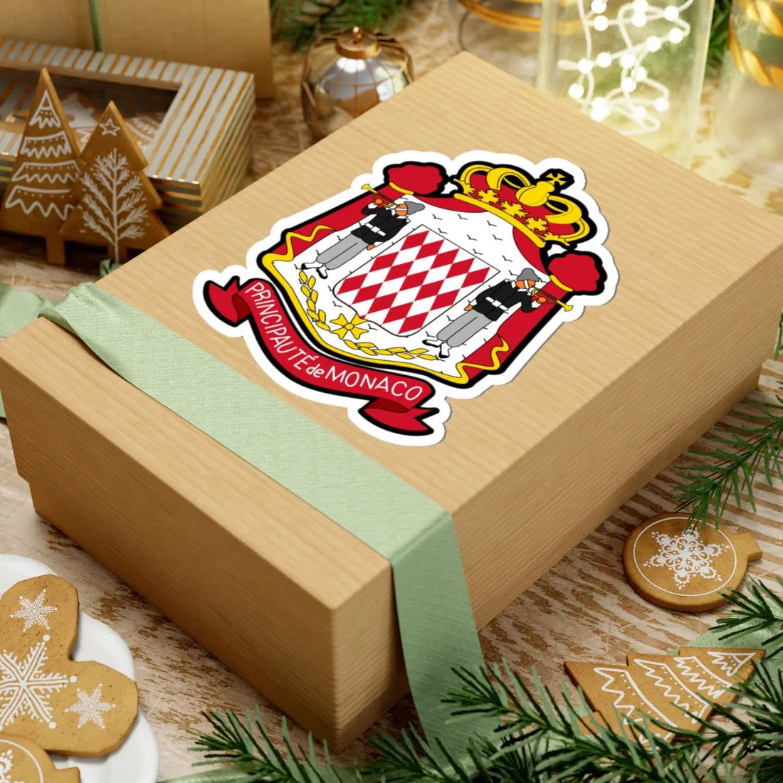 Coat of arms of Monaco version (Monaco) (Coat of Arms) STICKER Vinyl Kiss-Cut Decal - The Sticker Space