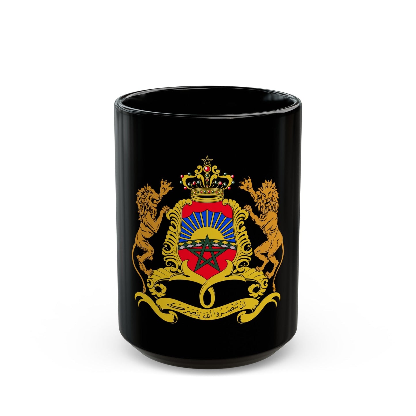 Coat of arms of Morocco - Black Coffee Mug-15oz-The Sticker Space