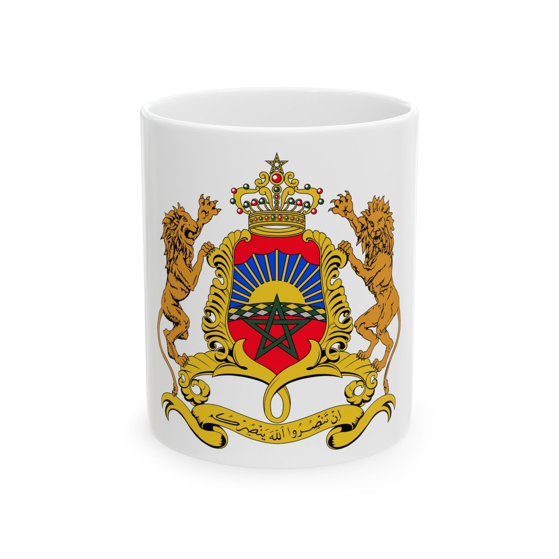 Coat of arms of Morocco - White Coffee Mug-11oz-The Sticker Space