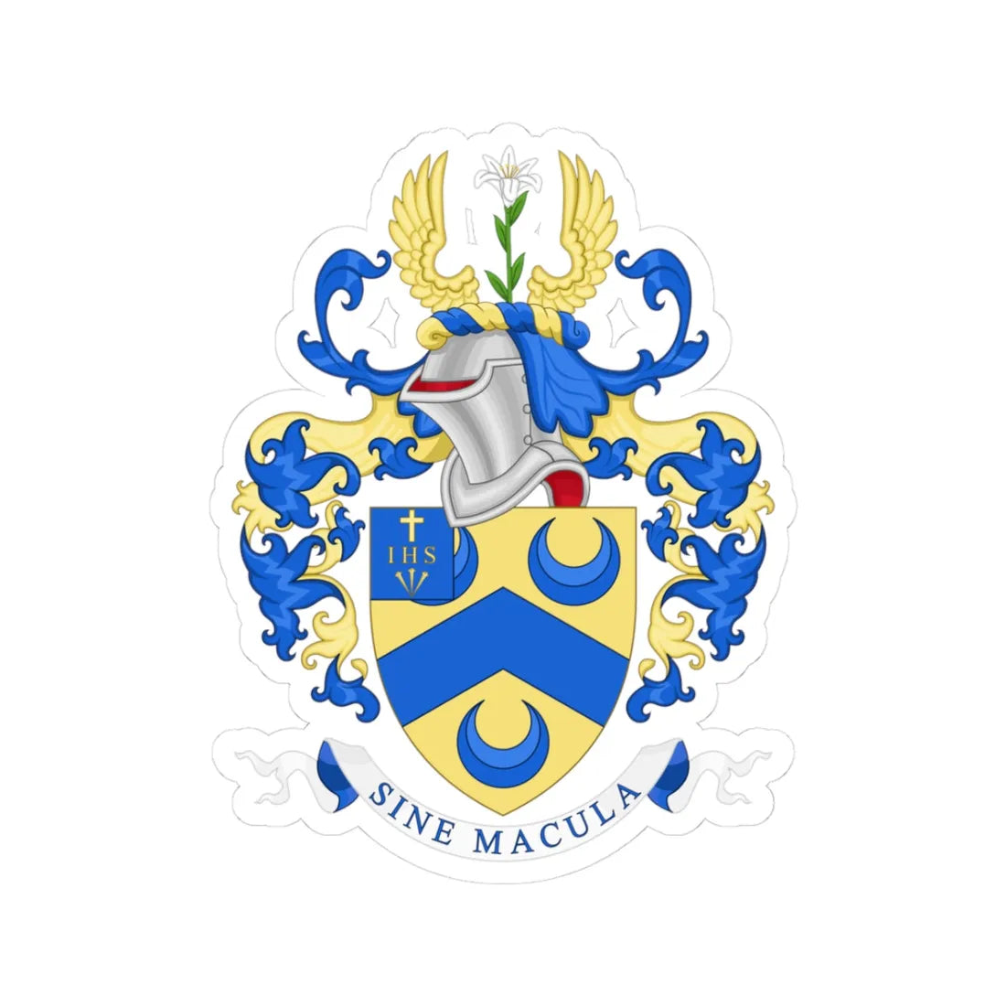 Coat of Arms of Mount St. Marys College (England) (Coat of Arms) STICKER Vinyl Kiss-Cut Decal 3 Inch White - The Sticker Space