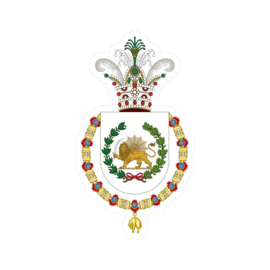 Coat of Arms of Mozaffar ad-Din Shah Qajar Order of the Golden Fleece (Iran) (Coat of Arms) STICKER Vinyl Kiss-Cut Decal 2 Inch White - The Sticker Space