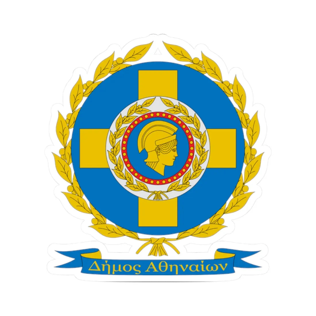 Coat of Arms of Municipality of Athens (Greece) (Coat of Arms) STICKER Vinyl Kiss-Cut Decal 2 Inch White - The Sticker Space