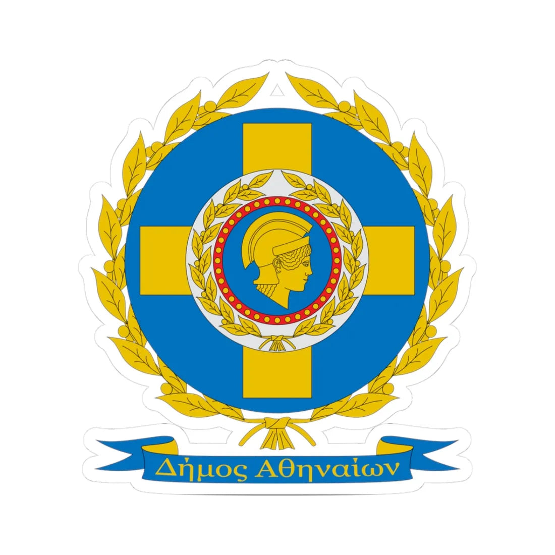 Coat of Arms of Municipality of Athens (Greece) (Coat of Arms) STICKER Vinyl Kiss-Cut Decal 3 Inch White - The Sticker Space