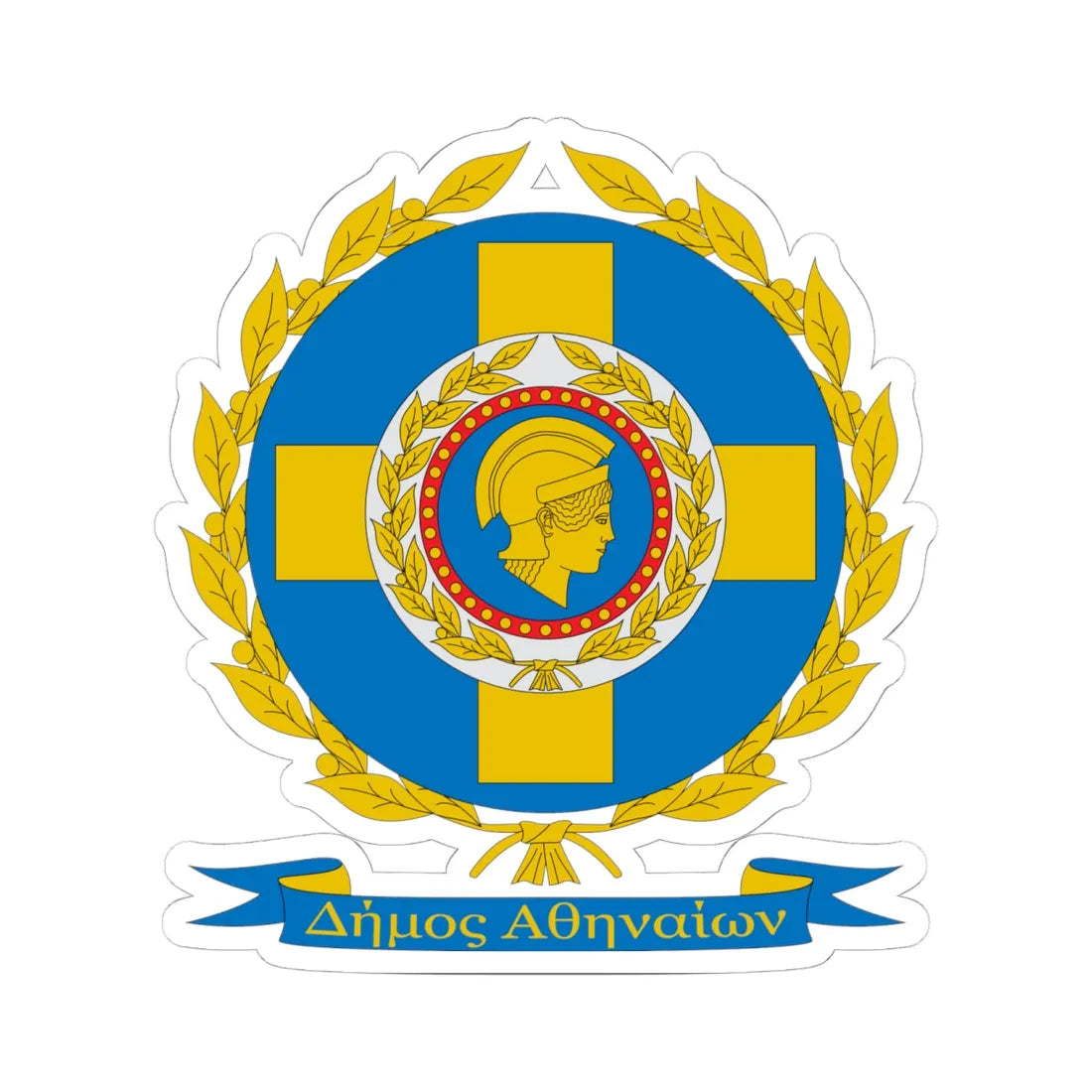 Coat of Arms of Municipality of Athens (Greece) (Coat of Arms) STICKER Vinyl Kiss-Cut Decal 6 Inch White - The Sticker Space