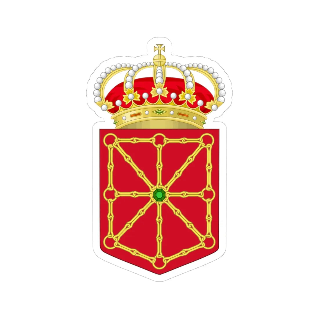 Coat of Arms of Navarre (Spain) (Coat of Arms) STICKER Vinyl Kiss-Cut Decal 4 Inch White - The Sticker Space
