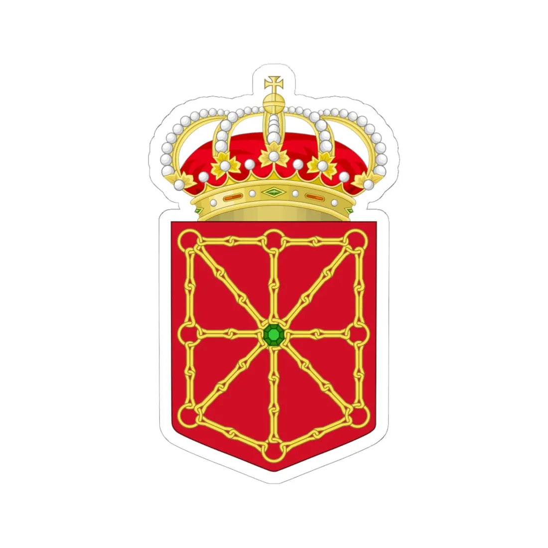 Coat of Arms of Navarre (Spain) (Coat of Arms) STICKER Vinyl Kiss-Cut Decal 6 Inch White - The Sticker Space