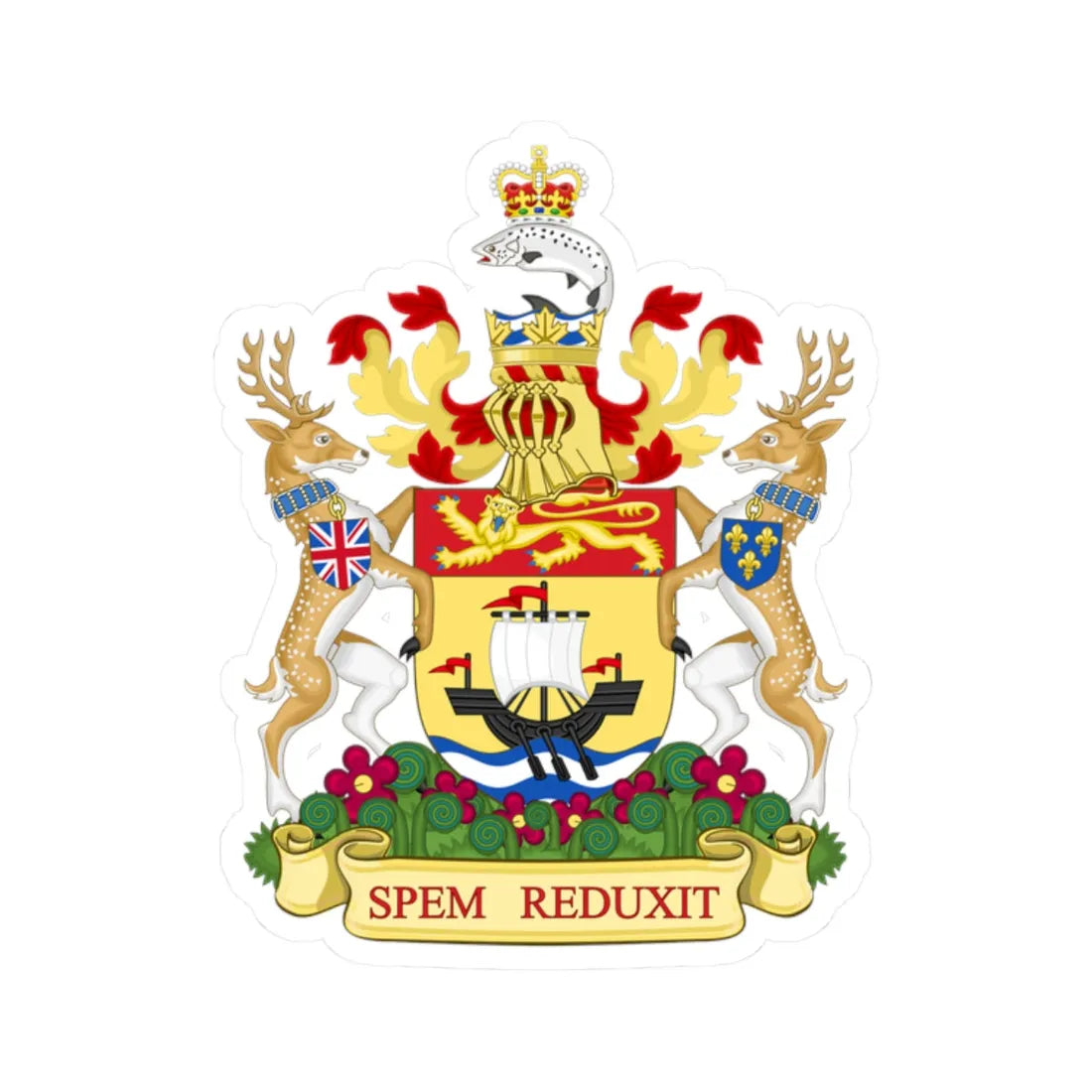 Coat of arms of New Brunswick Canada (Canada) (Coat of Arms) STICKER Vinyl Kiss-Cut Decal 2 Inch White - The Sticker Space