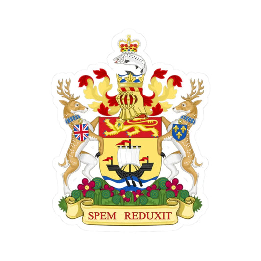 Coat of arms of New Brunswick Canada (Canada) (Coat of Arms) STICKER Vinyl Kiss-Cut Decal 2 Inch White - The Sticker Space