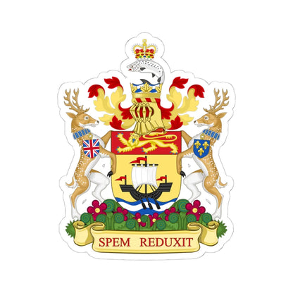 Coat of arms of New Brunswick Canada (Canada) (Coat of Arms) STICKER Vinyl Kiss-Cut Decal 6 Inch White - The Sticker Space