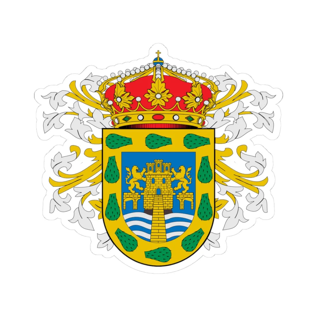 Coat of arms of New Spains Capital (Mexico) (Coat of Arms) STICKER Vinyl Kiss-Cut Decal 3 Inch White - The Sticker Space