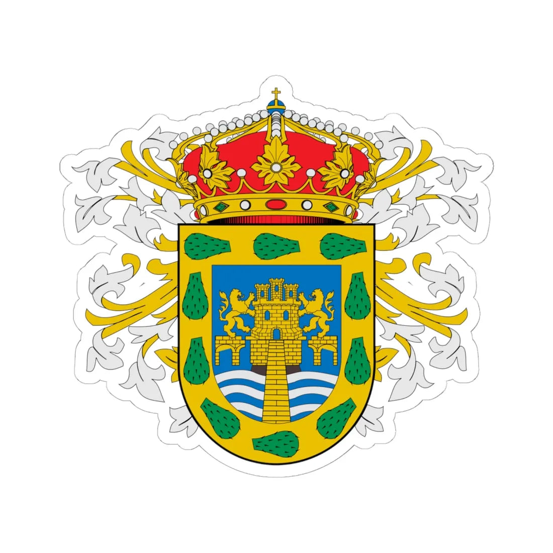 Coat of arms of New Spains Capital (Mexico) (Coat of Arms) STICKER Vinyl Kiss-Cut Decal 6 Inch White - The Sticker Space