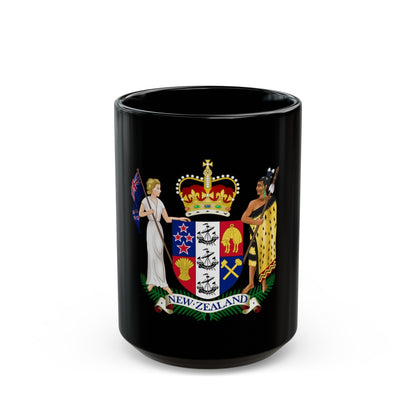 Coat of arms of New Zealand - Black Coffee Mug-15oz-The Sticker Space