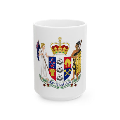 Coat of arms of New Zealand - White Coffee Mug-15oz-The Sticker Space