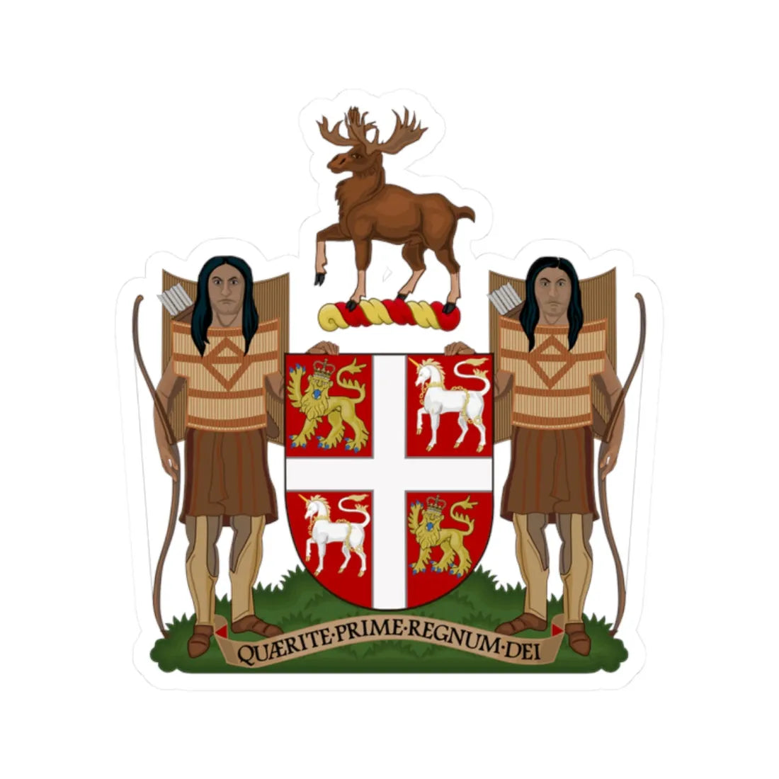 Coat of Arms of Newfoundland and Labrador (Canada) (Coat of Arms) STICKER Vinyl Kiss-Cut Decal 2 Inch White - The Sticker Space