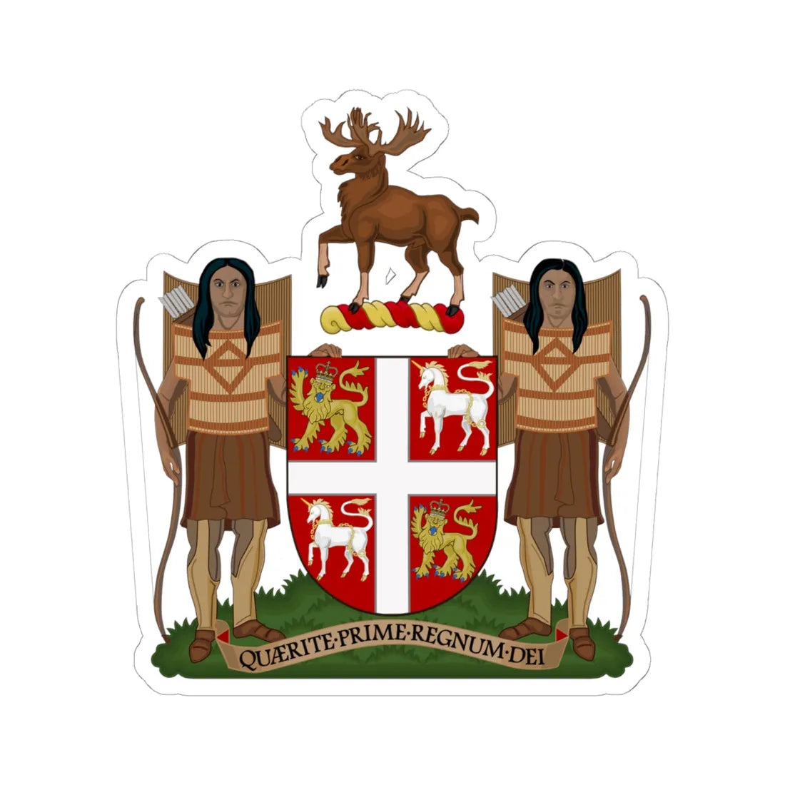 Coat of Arms of Newfoundland and Labrador (Canada) (Coat of Arms) STICKER Vinyl Kiss-Cut Decal 6 Inch White - The Sticker Space