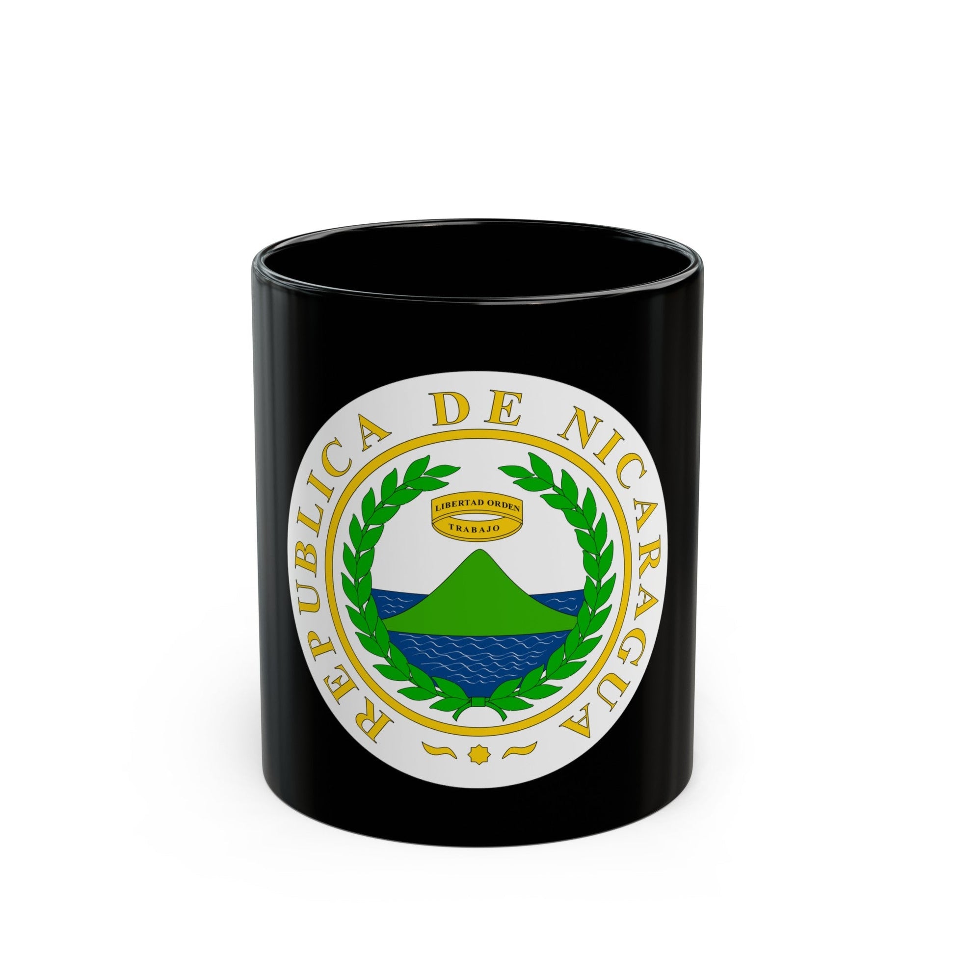 Coat of arms of Nicaragua (1854) - Black Coffee Mug-11oz-The Sticker Space