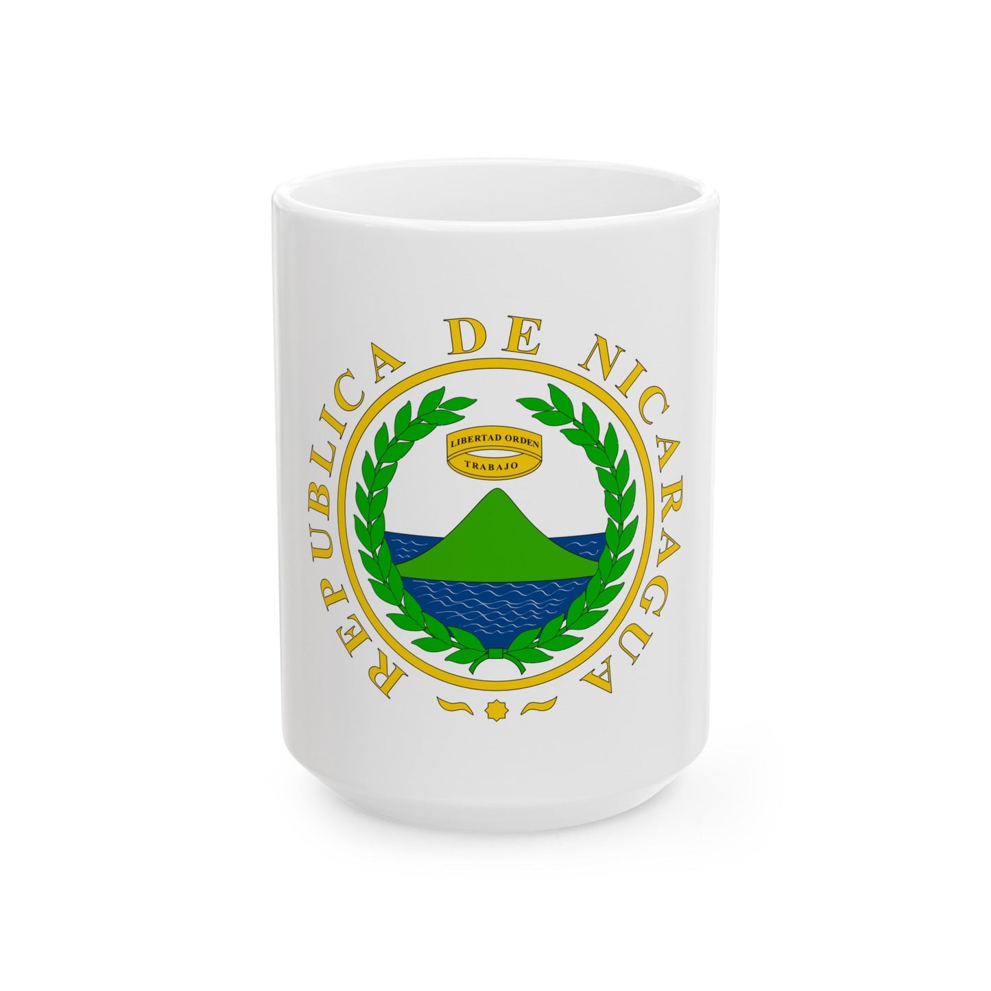 Coat of arms of Nicaragua (1854) - White Coffee Mug-15oz-The Sticker Space