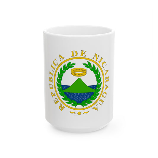 Coat of arms of Nicaragua (1854) - White Coffee Mug-15oz-The Sticker Space