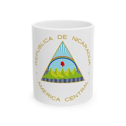 Coat of arms of Nicaragua - White Coffee Mug-11oz-The Sticker Space