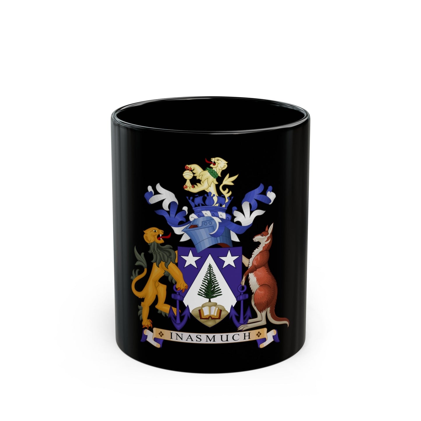 Coat of arms of Norfolk Island - Black Coffee Mug-11oz-The Sticker Space