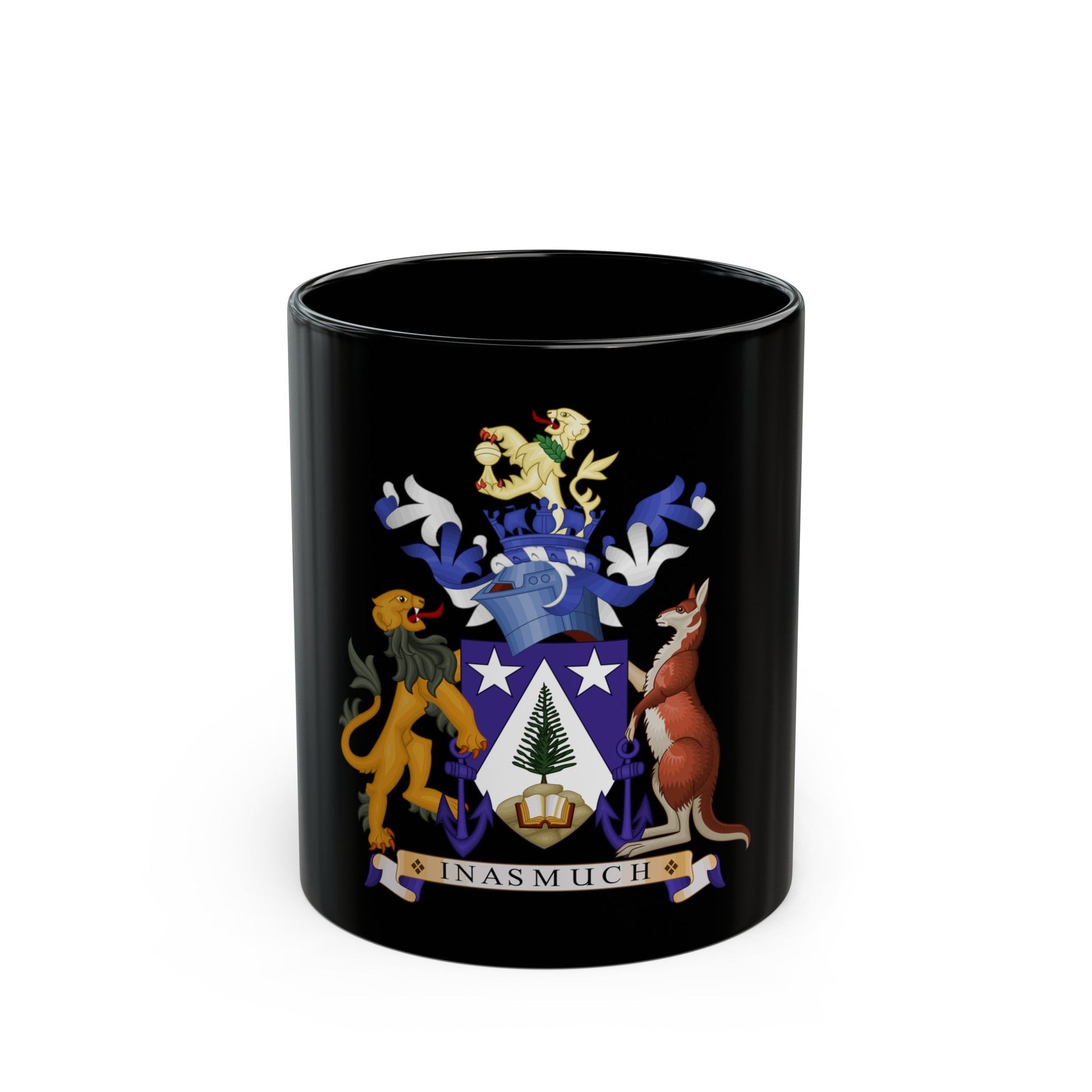 Coat of arms of Norfolk Island - Black Coffee Mug-11oz-The Sticker Space